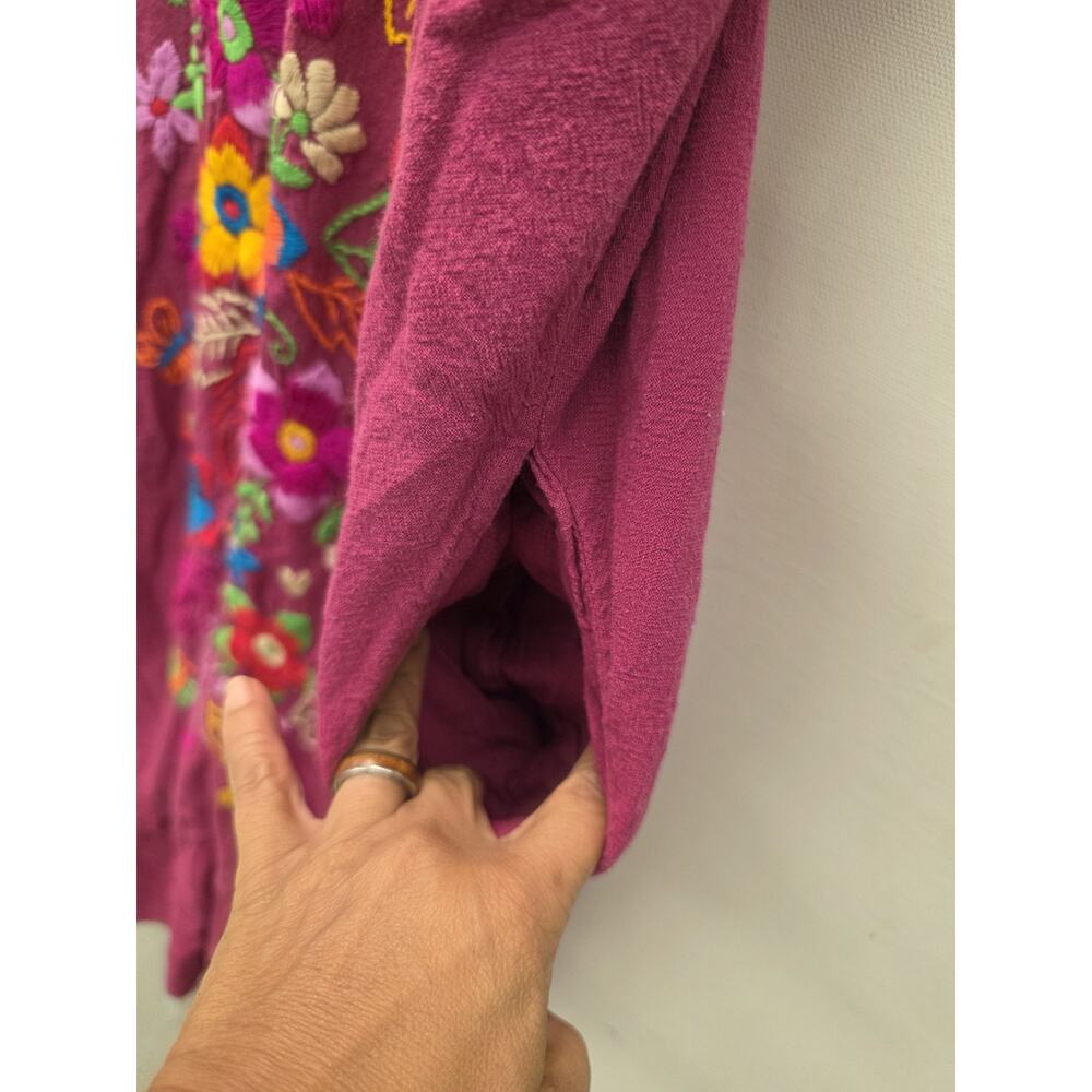 reserved Solei Womens Med/Large Mexico Embroidered Hot Pink Shift Dress - Picture 6 of 10